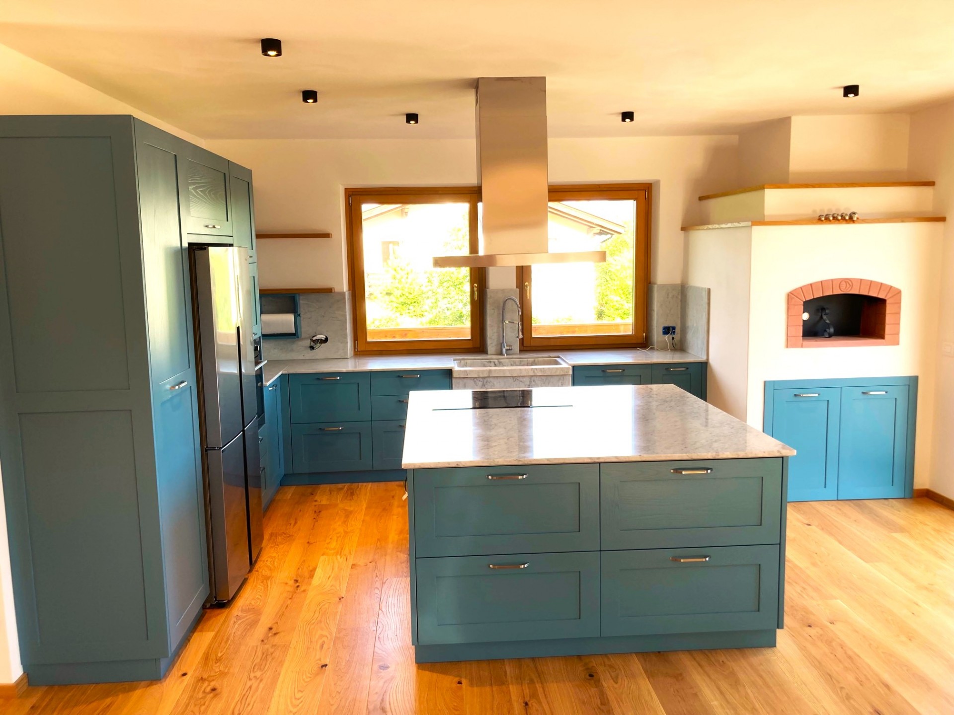 Cucina verde con isola art. 205